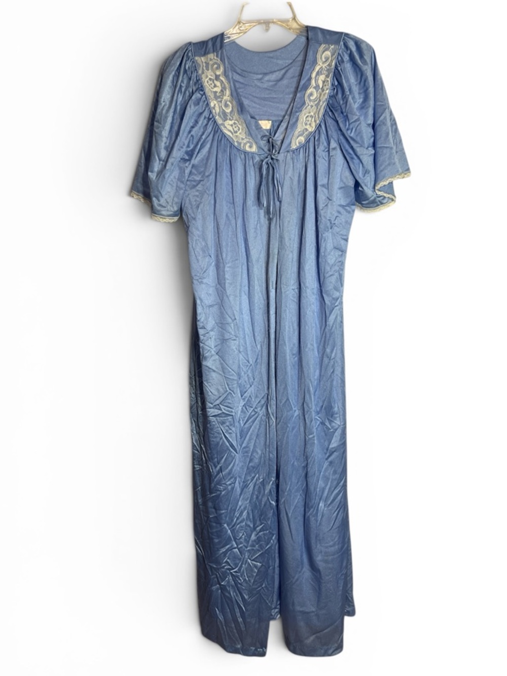 VTG Sans Souci lace trim gown and robe set - Picture 2 of 16